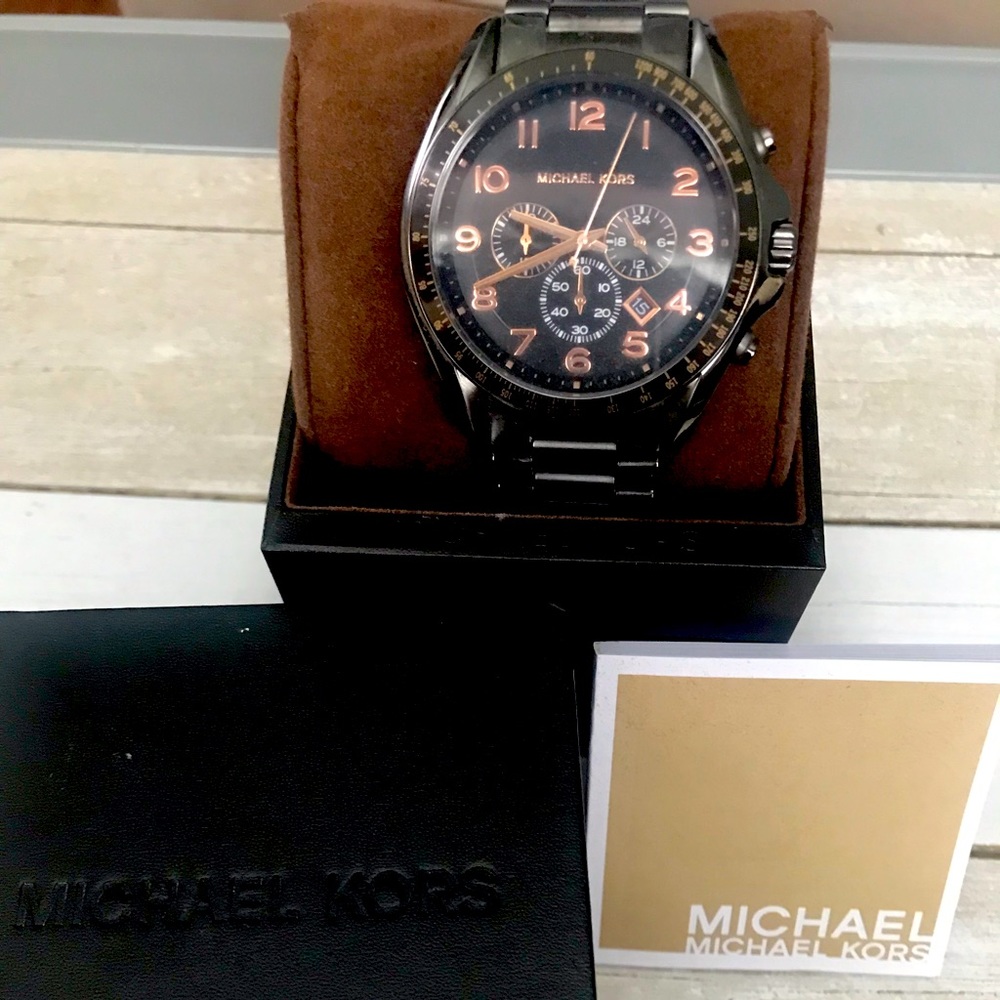Michael Kors Gunmetal band rose gold men’s watch